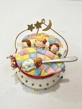 Campbell’s Soup Kids 1993 Christmas Ornament Sleeping Bowl Bed Puppy Nostalgia